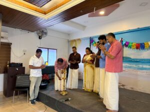 A moment from the Trivandrum Toastmasters Onam celebration at Sri Mulam Club