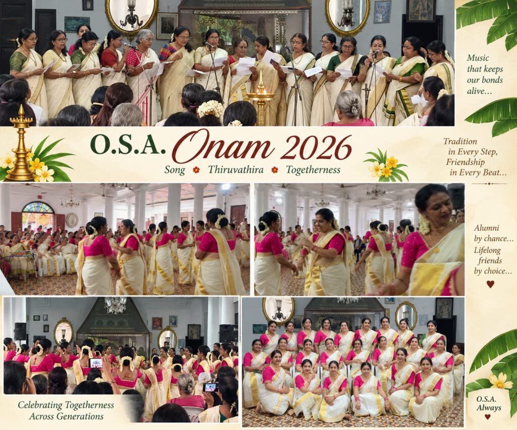 OSA Onam 2026 group performing Thiruvathira dance at the Royal Family's Levee Hall