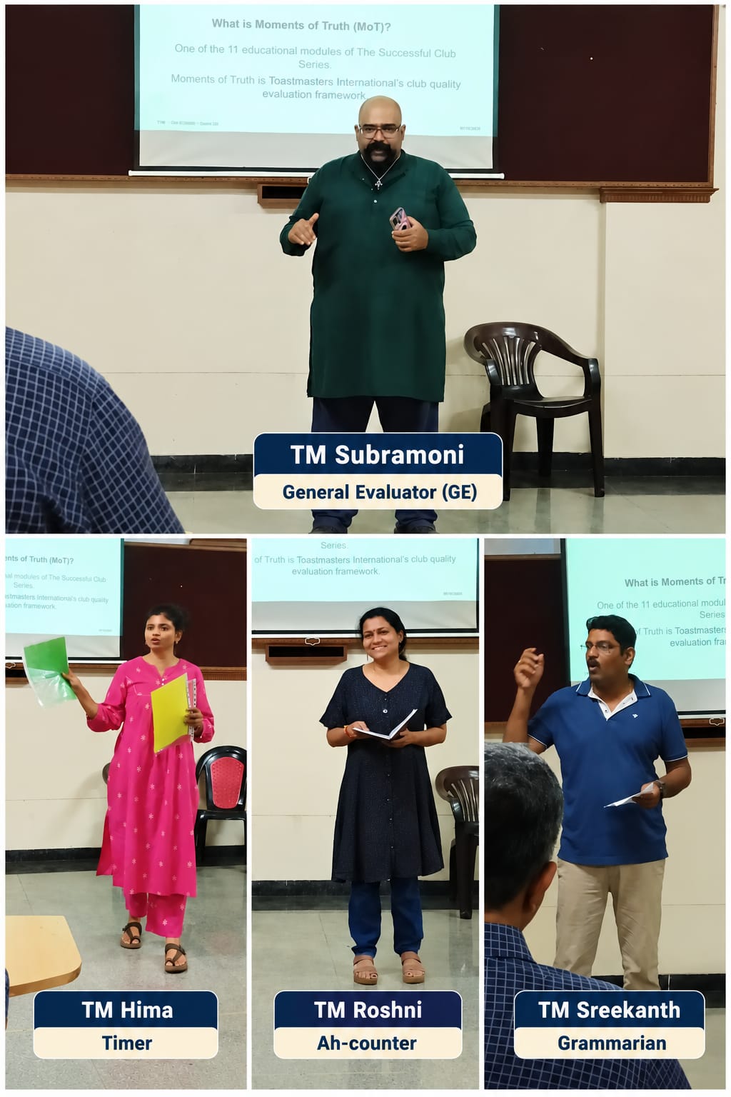 TAG team at Meeting 635: General Evaluator TM Subramoni, Timer TM Hima, Ah-counter TM Roshni and Grammarian TM Sreekanth